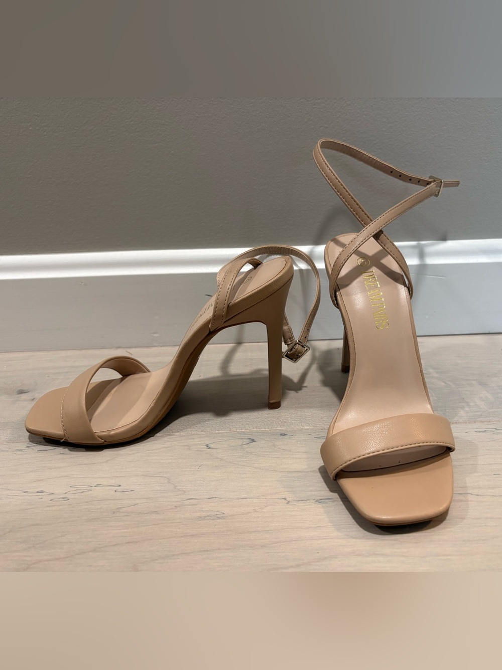 Dream Pairs Beige Ankle-Strap Stiletto Sandals
